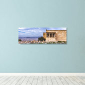 アテネの背景に曇り空を持つアクロポリス キャンバスプリント (インサイチュ (ウッドフロア))