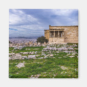 アテネの背景に曇り空を持つアクロポリス マグネット (正面)