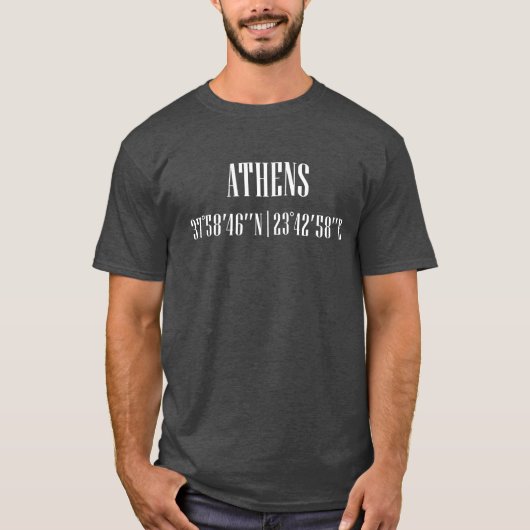 アテネの都市座標 ヴィンテージ Tシャツ (正面)