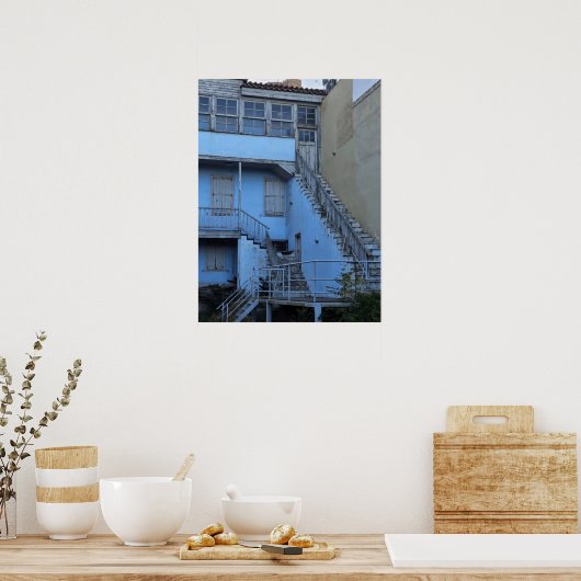 アテネの青い階段 ポスター (キッチン)