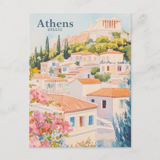 アテネギリギグアッシュ絵を描イラストレーション旅行 ポストカード (正面)