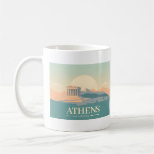 アテネギリシャアクロポリスパステルトラベル コーヒーマグカップ