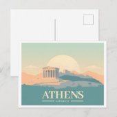 アテネギリシャアクロポリスパステルトラベル ポストカード (正面/裏面)