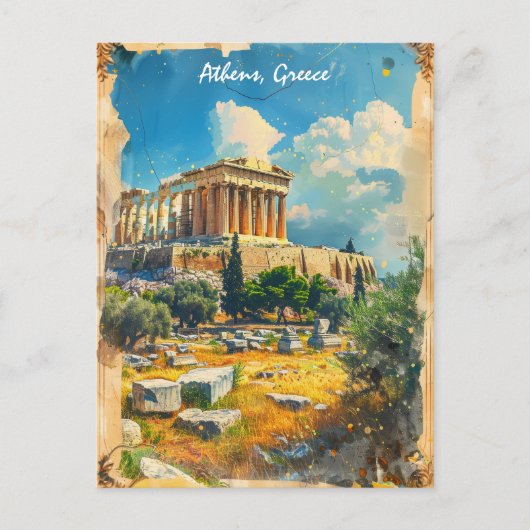 アテネギリシャアクロ絵を描ポリス ポストカード (正面)