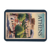 アテネギリシャイラストレーショントラベルアートヴィンテージ マグネット (横)