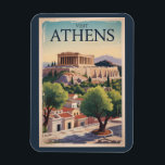 アテネギリシャイラストレーショントラベルアートヴィンテージ マグネット<br><div class="desc">アテネのレトロベクトル旅行デザイン。現在も紀元前5世紀のランドマークが多く、アクロポリスや丘の上に立つ丘の上の城塞には古代の建物が並ぶパルテノン神殿が建ち並んでいる。</div>