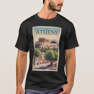 アテネギリシャイラストレーショントラベルアートヴィンテージ Tシャツ