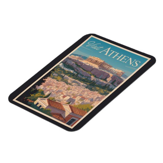 アテネギリシャパルテノントラベルアートヴィンテージ マグネット (左側)