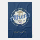 アテネギリシャレトロアクロポリスヴィンテージ土産 キッチンタオル (縦)