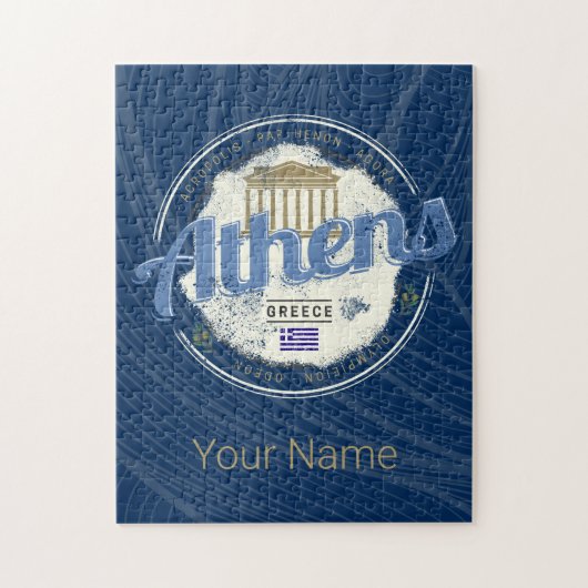 アテネギリシャレトロアクロポリスヴィンテージ土産 ジグソーパズル (縦)