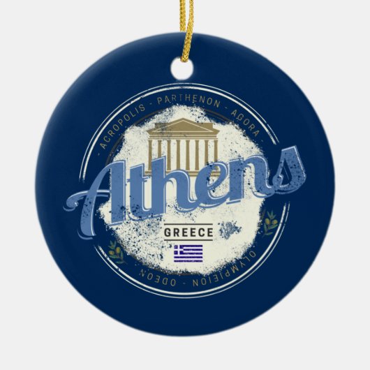 アテネギリシャレトロアクロポリスヴィンテージ土産 セラミックオーナメント (正面)