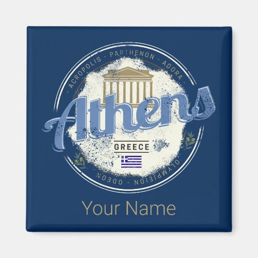アテネギリシャレトロアクロポリスヴィンテージ土産 マグネット (正面)