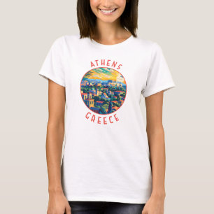 アテネギリシャレトロ動揺してサークル Tシャツ