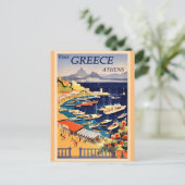 アテネギリシャヴィンテージギリシャ旅行ポスター ポストカード (スタンド正面)