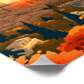 アテネギリシャヴィンテージ旅行イラストレーション ポスター (角)