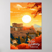 アテネギリシャヴィンテージ旅行イラストレーション ポスター (正面)