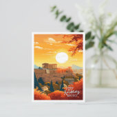 アテネギリシャヴィンテージ旅行イラストレーション ポストカード (スタンド正面)