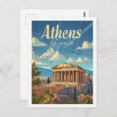 アテネギリシャヴィンテージ有名なトラベルプレイス ポストカード (正面/裏面)