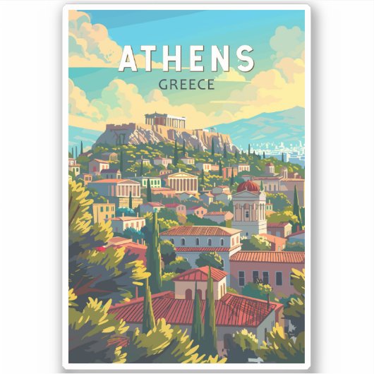 アテネギリシャ旅行アートヴィンテージ シール (正面)