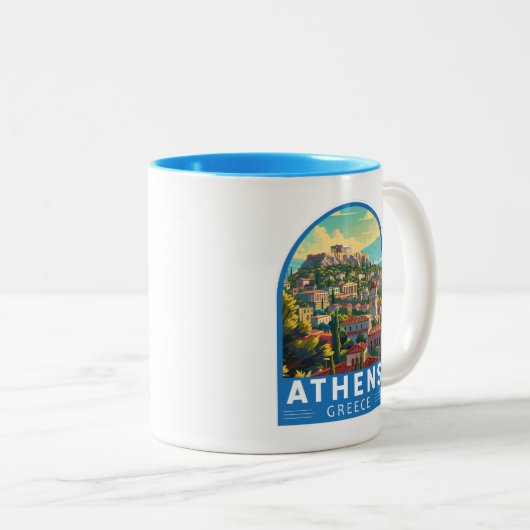 アテネギリシャ旅行アートヴィンテージ ツートーンマグカップ (正面右)