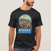 アテネギリシャ旅行アートヴィンテージ Tシャツ (正面)