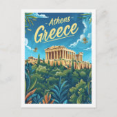 アテネギリシャ有名ヴィンテージトラベルプレイス ポストカード (正面)