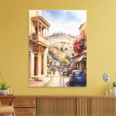 アテネギリシャ水彩画 キャンバスプリント (インサイチュ (リビング))