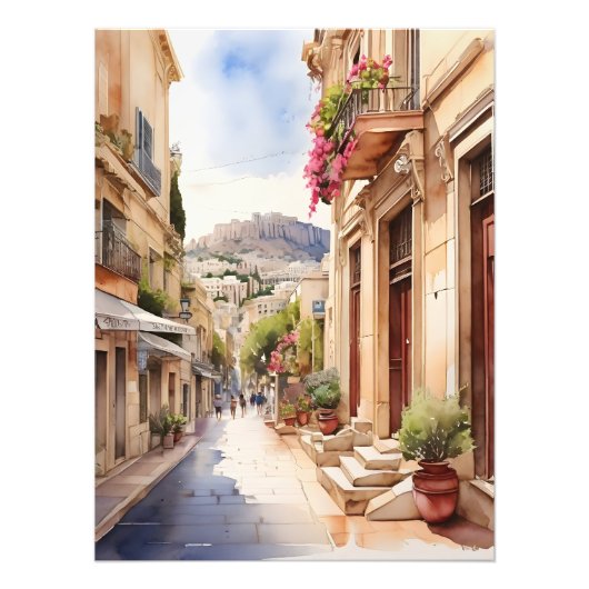 アテネギリシャ水彩画 フォトプリント            (正面)