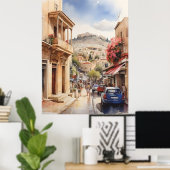 アテネギリシャ水彩画 ポスター (ホームオフィス)