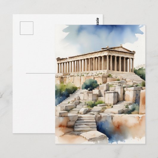 アテネギリシャ水彩画 ポストカード (正面/裏面)