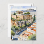 アテネギリシャ水彩画 ポストカード (正面/裏面)