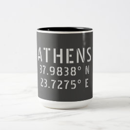 アテネギリシャ緯度経度 ツートーンマグカップ