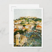 アテネギリシャ美しい油ランドスケッ絵を描プ ポストカード (正面/裏面)