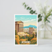 アテネギリシャ美術ヴィンテージトラベルイラストレーション ポストカード (スタンド正面)