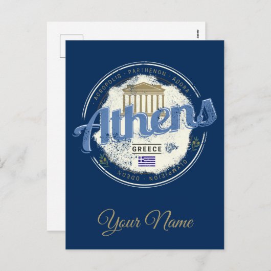 アテネギリシャ首都ヴィンテージシティ土産 シーズンポストカード (正面/裏面)
