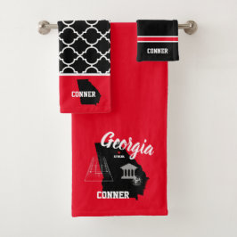 アテネジョージアブラックアンドレッド バスタオルセット