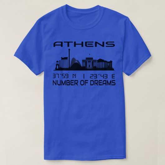 アテネスカイラインGPS座標ギリシャ Tシャツ (デザイン正面)