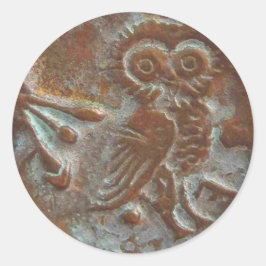 アテネフクロウのステッカー ラウンドシール