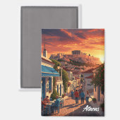 アテネプラカギリシャ旅行 マグネット (正面/裏面)
