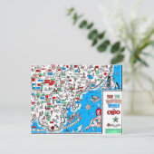 アテネポーツマスMariettaのレトロ60s漫画の地図 ポストカード (スタンド正面)