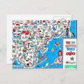 アテネポーツマスMariettaのレトロ60s漫画の地図 ポストカード (正面/裏面)