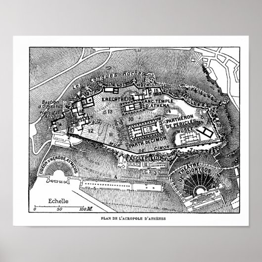 アテネマップのパルテノン ポスター (正面)