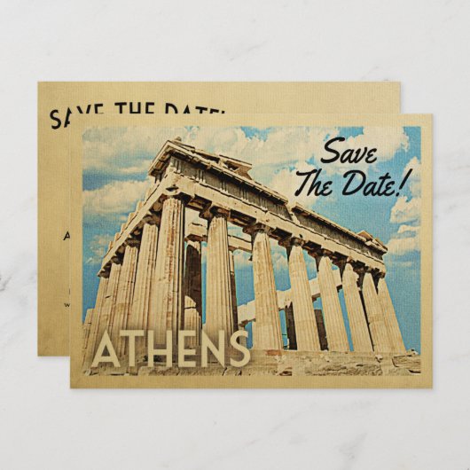 アテネ日付ギリシャを保存 案内ポストカード (正面/裏面)