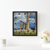 アテネ・ギリシャの古代遺跡 スクエア壁時計 (ホーム)