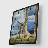 アテネ・ギリシャの古代遺跡 スクエア壁時計 (傾斜)