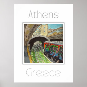 アテネ・ギリシャの旅行ポスター ポスター