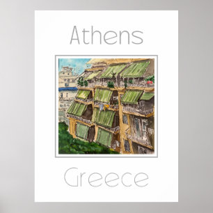 アテネ・ギリシャの旅行ポスター ポスター