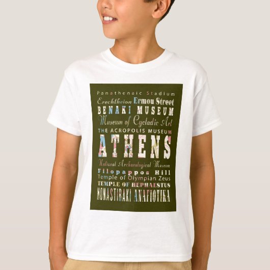 アテネ、ギリシャの魅力そして有名な場所 Tシャツ (正面)