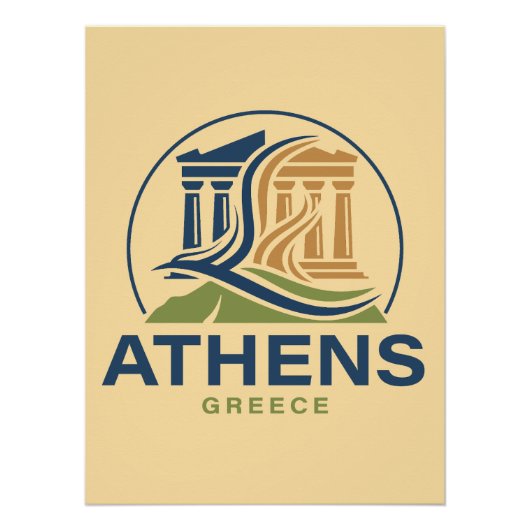 アテネ ギリシャ 古代アクロポリス パルテノン神殿 ポスター (正面)