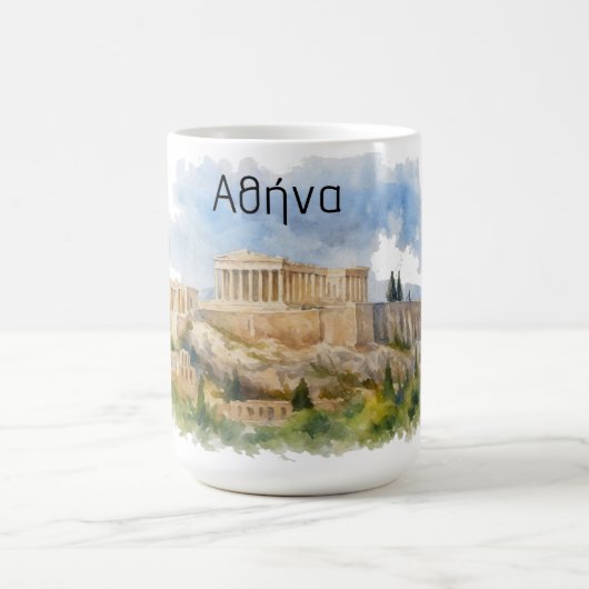 アテネ ギリシャ 古代ギリシャ パルテノン神殿 水彩画 コーヒーマグカップ (中央)